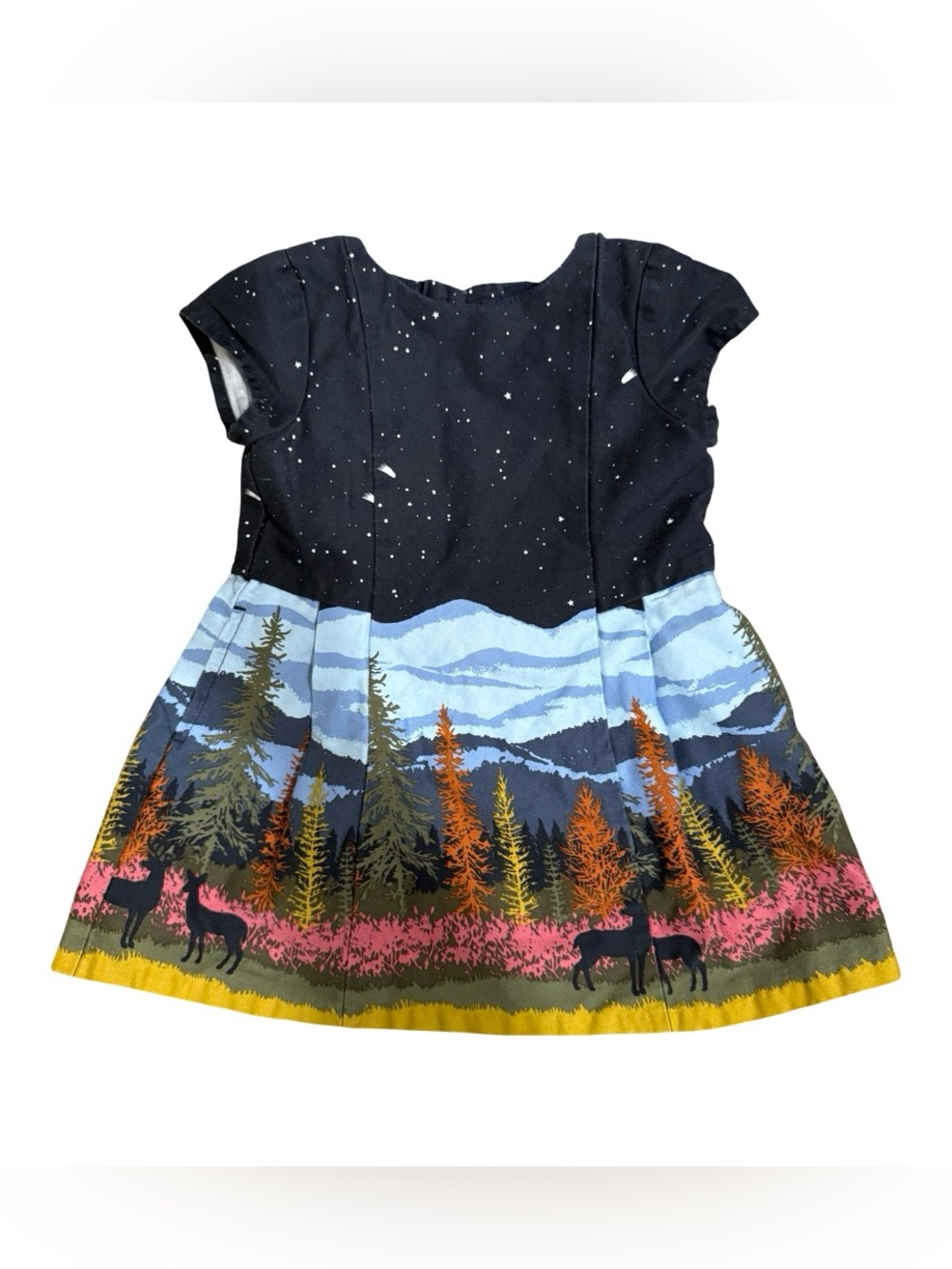 Oshkosh Starry Night with Deer Dress Short Sleeve Stars Nature